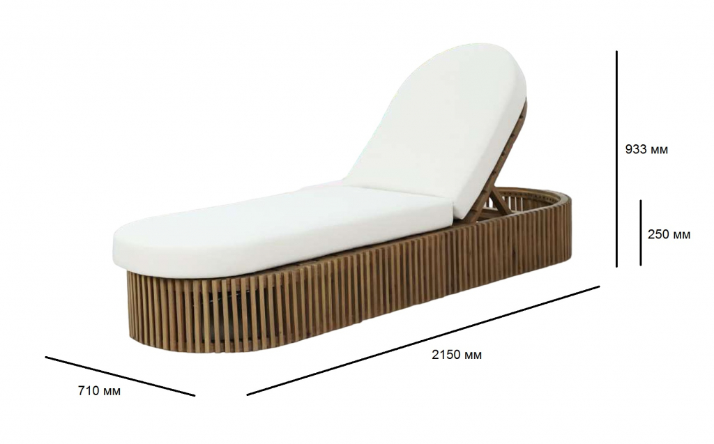 Шезлонг-лежак деревянный с матрасом Osun песочный