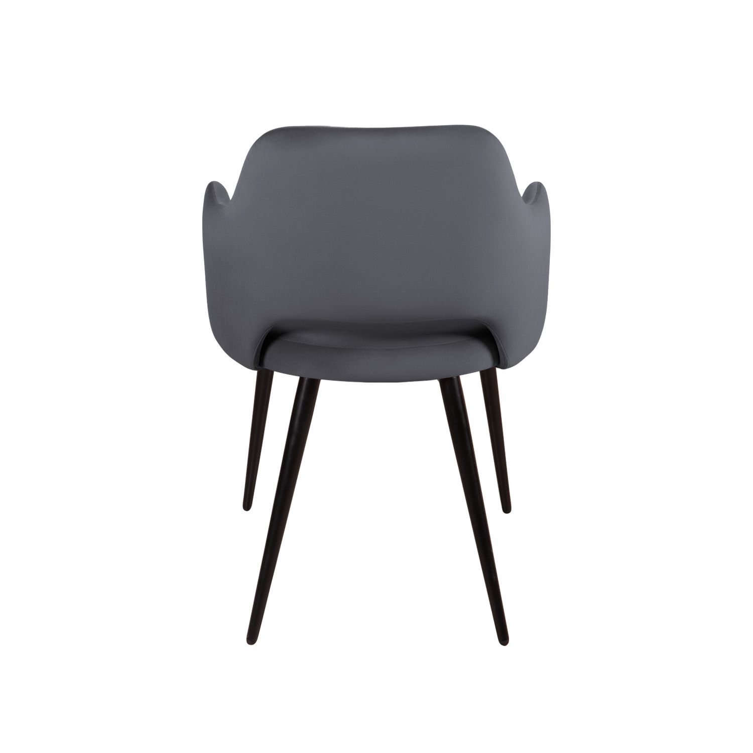 Стул Вильям с подлокотниками, бархат серый 27/ черный конус