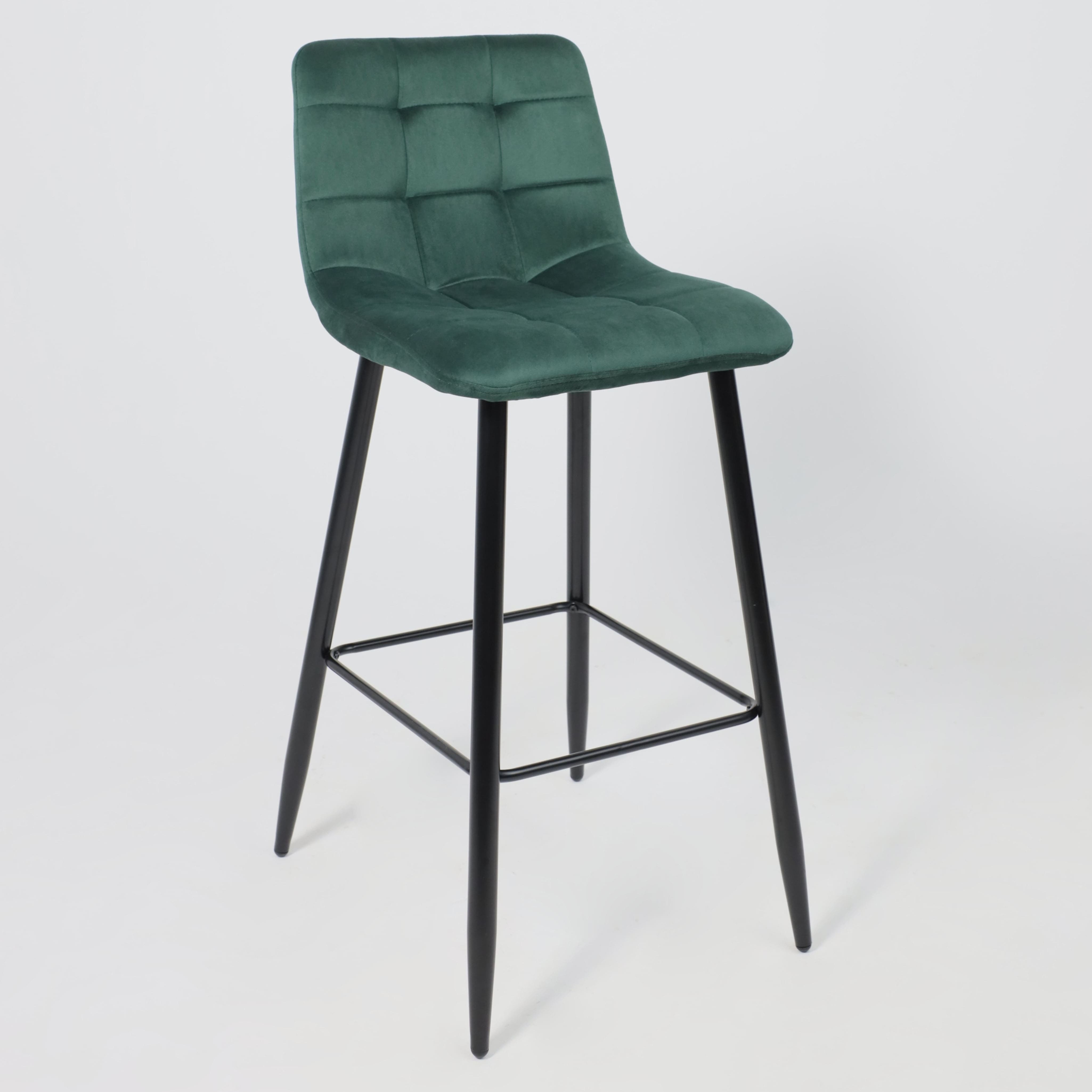 Стул барный Stella, зеленый, велюр