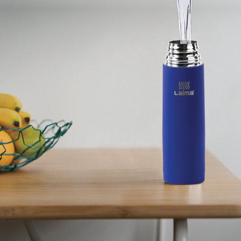 Термос LAIMA классический с узким горлом, 0,5 л, нержавеющая сталь, синий, 605122
