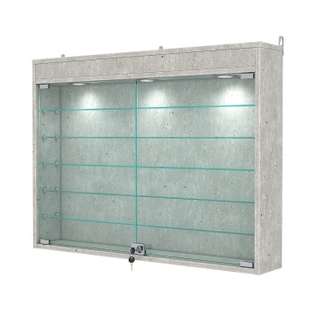 Витрина настенная №3-7А с подсветкой, Метрополитан Грей