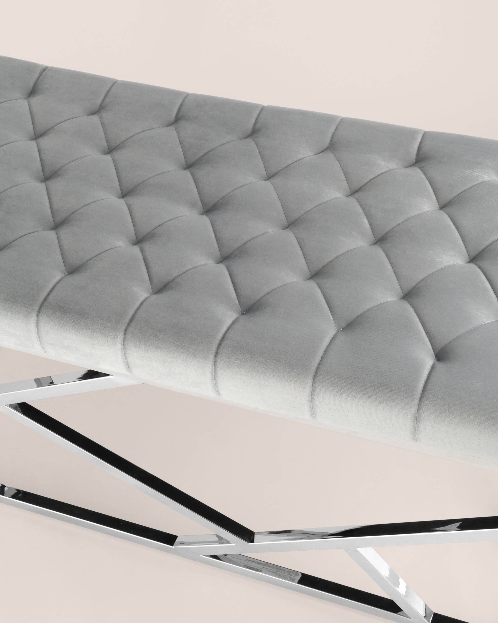 Банкетка-скамейка АРТ ДЕКО велюр серый сталь серебро