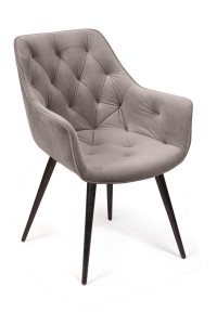 Стул Арчи поворотный 90 градусов, функция возврата, антишум, бархат пепельно-бежевый 25, опора конус