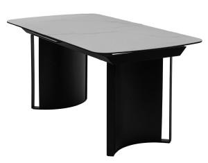 Стол РАСМУС (RASMUS) 160 цвет TL-45 Белый мрамор, испанская керамика / ЧЕРНЫЙ, ®DISAUR