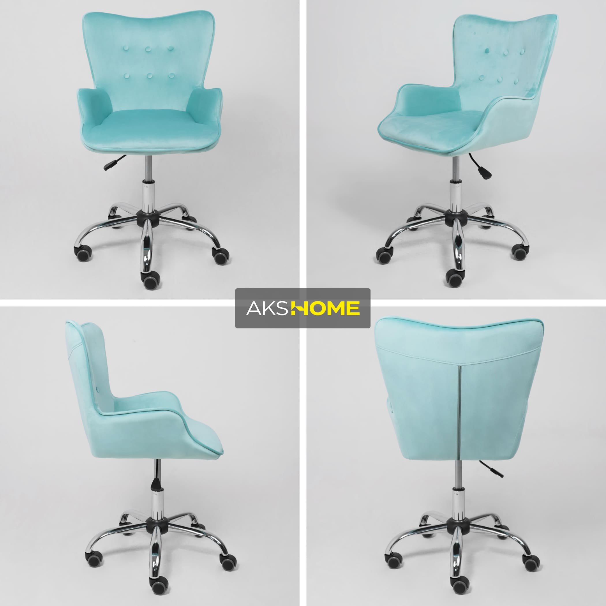 Кресло поворотное Bella, мятный, велюр