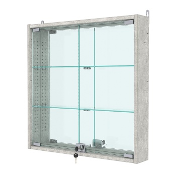 Витрина настенная с регулировочными полками №1-2АУ-РЕГ с зеркалом, Метрополитан Грей