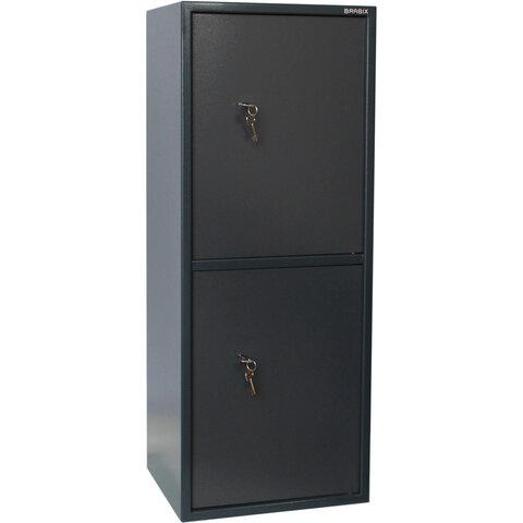 Сейф BRABIX "КМ-1200Т/2", 1200х475х400 мм, 76 кг, 2 отделения, ключевой замок, трейзер, крепление к стене, 291170