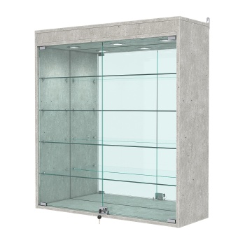 Витрина настенная №4-4АГ с зеркалом и с подсветкой, Метрополитан Грей