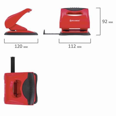 Дырокол BRAUBERG "Ergo Line", до 30 листов, красно-черный, 22хххх