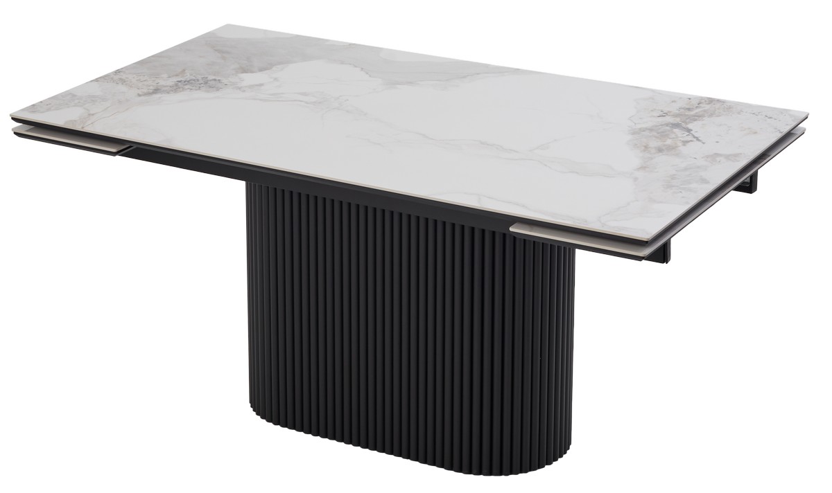Стол АРИЯ 160 PANDORA LIGHT, керамика / Черный каркас