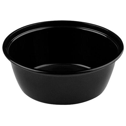 Контейнер одноразовый 950 мл, С КРЫШКОЙ, круглый, диаметр 172 мм, черный/прозрачный, ПП, ВЗЛП, 1265Ч