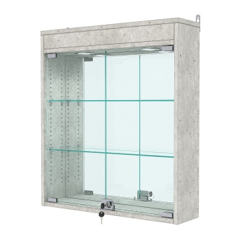 Витрина настенная с регулировочными полками №1-4А-РЕГ с зеркалом и подсветкой, Метрополитан Грей