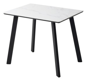 Стол ТИК ТАК 90  цвет Белый мрамор MATTE, керамика / Черный каркас