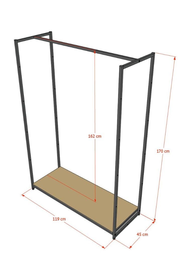 Стеллаж для одежды в стиле Лофт A17120-02-ЧДС (170х120х45)