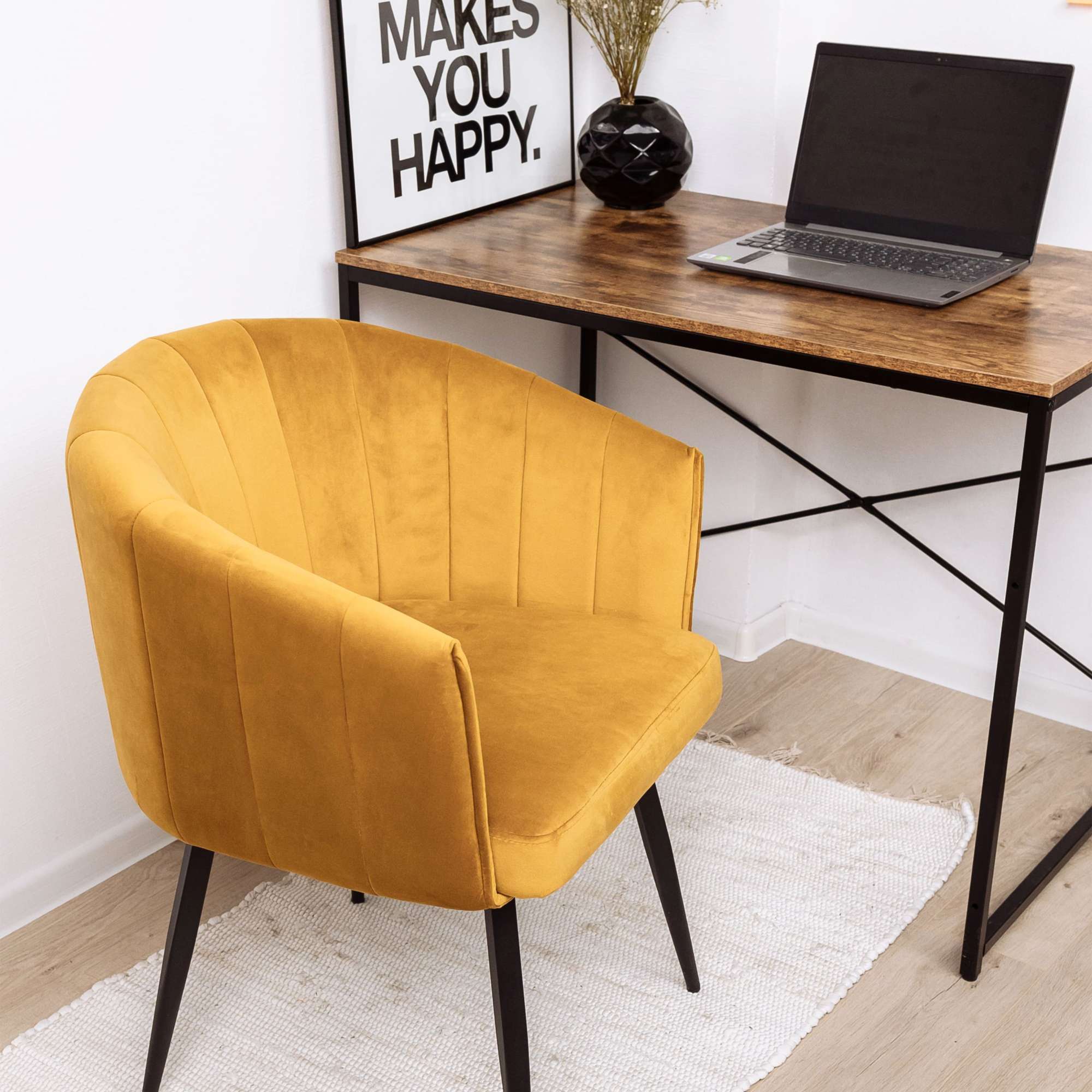 Кресло Melon, поворотное, карри, велюр