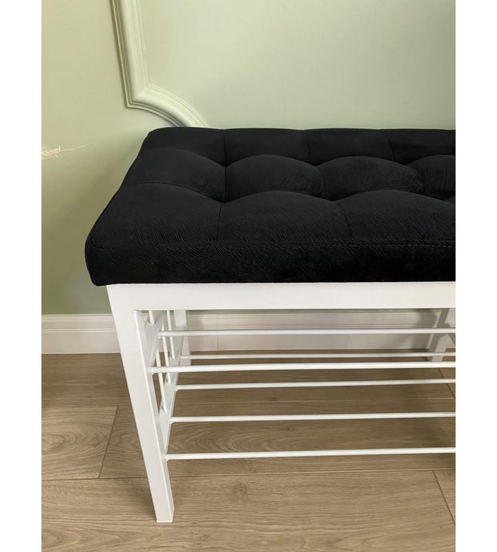 Банкетка Сканди-60-2-х полочная (черный/белый)