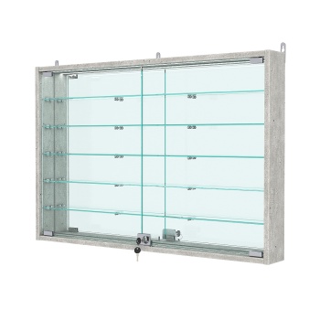 Витрина настенная №3-8АУ с зеркалом с подсветкой, Метрополитан Грей