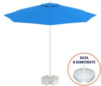 Зонт пляжный с базой на колесах Kiwi Clips&Base белый, голубой