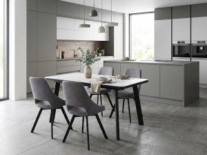 Стол НОРД 140 цвет Белый мрамор MATTE, керамика / Черный каркас