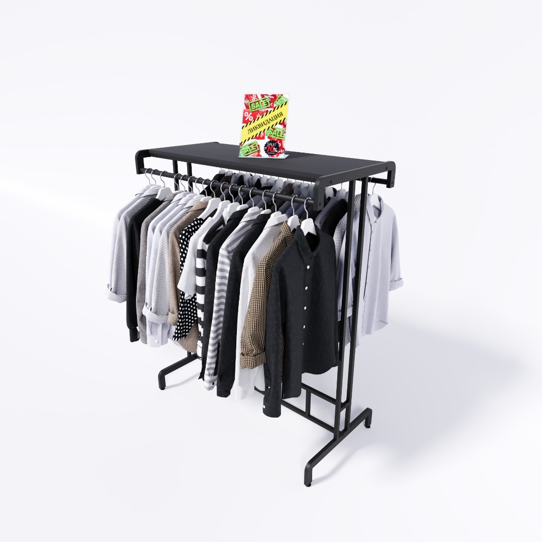 Вешало для одежды FORTE-PRO двухстороннее1400х600, черного цвета