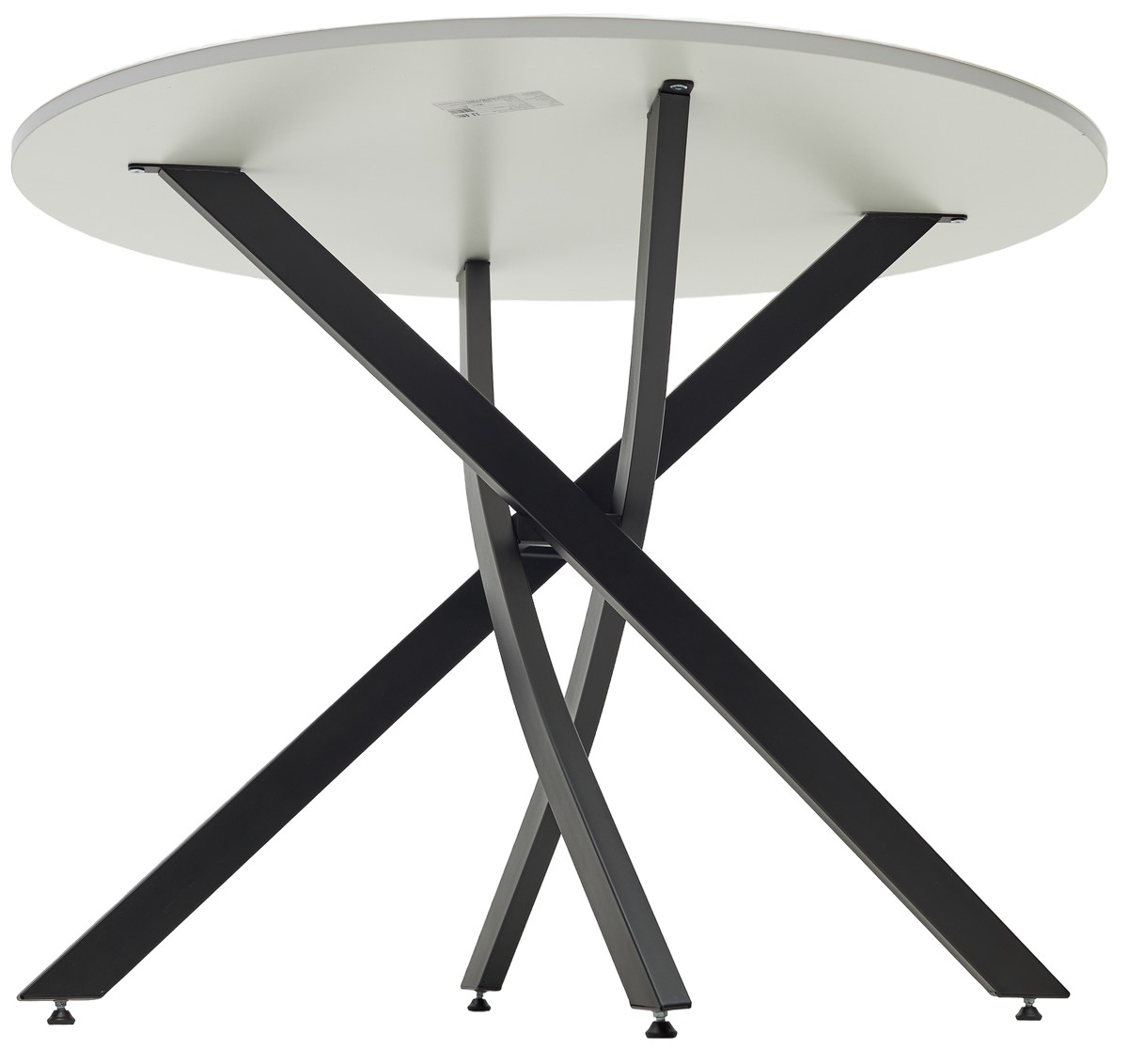 Стол ДАРИО D100 Белый, стекло/ Черный каркас