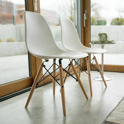 Стулья BRABIX "Eames CF-010", КОМПЛЕКТ 4 шт., пластик белый, опоры дерево/металл, 532630