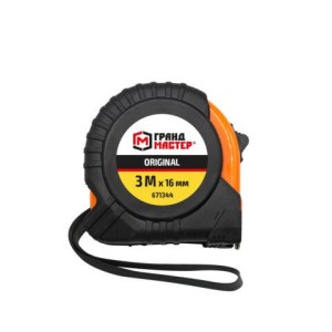 Рулетка измерительная 3 м х 16 мм, обрезиненный корпус, с фиксатором, ГРАНДМАСТЕР Original, 671344
