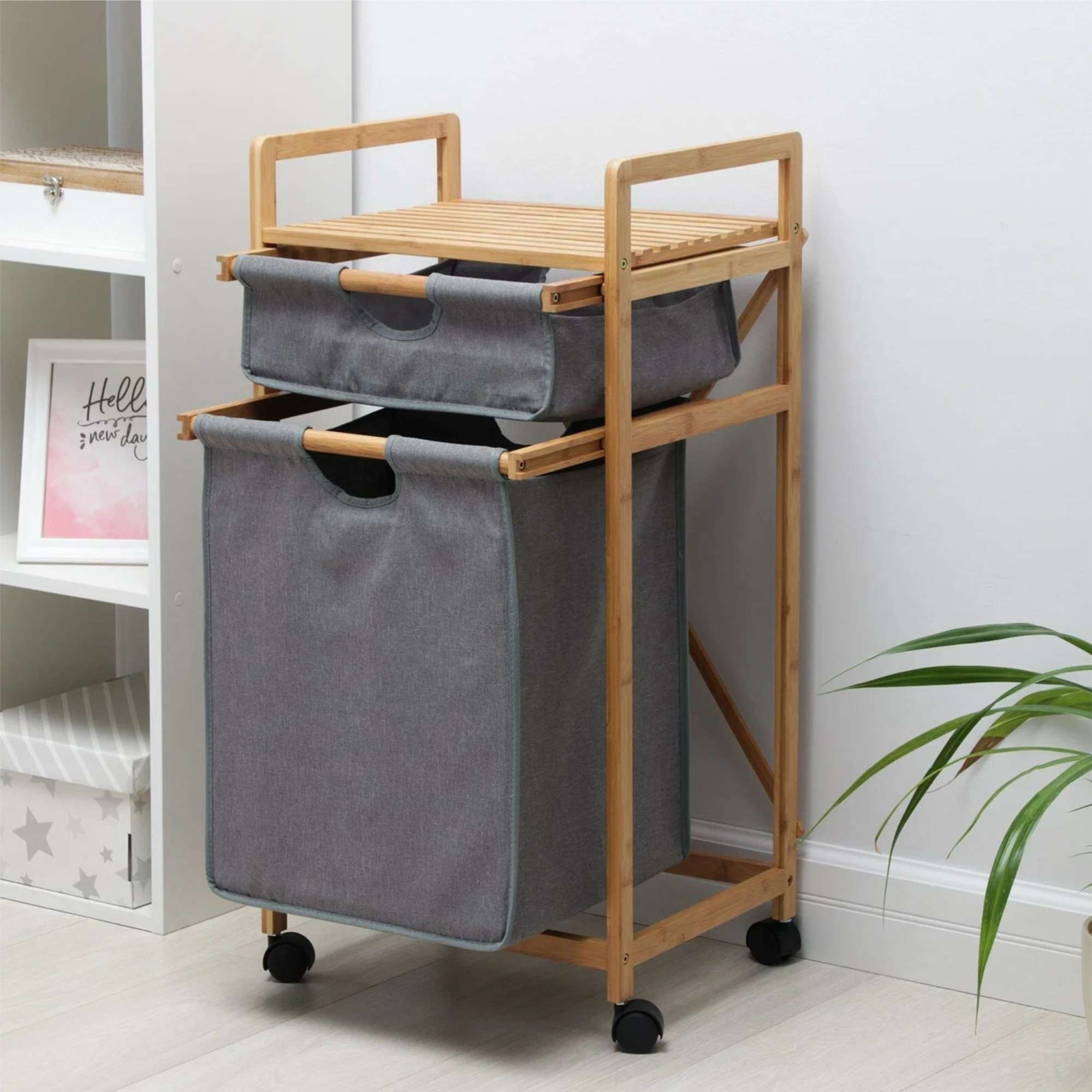 Стойка для белья LAVENDER  бамбук+серый