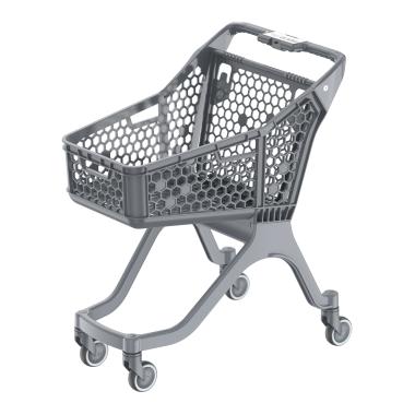 Пластиковая покупательская тележка SURF S, 100 литров, серая, цвет задней стенки серый.