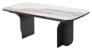 Стол INGERMAN 200 KARAKATA BROWN, керамика на стекле / Темно-серый металл+ шпон,  каркас, ®DISAUR