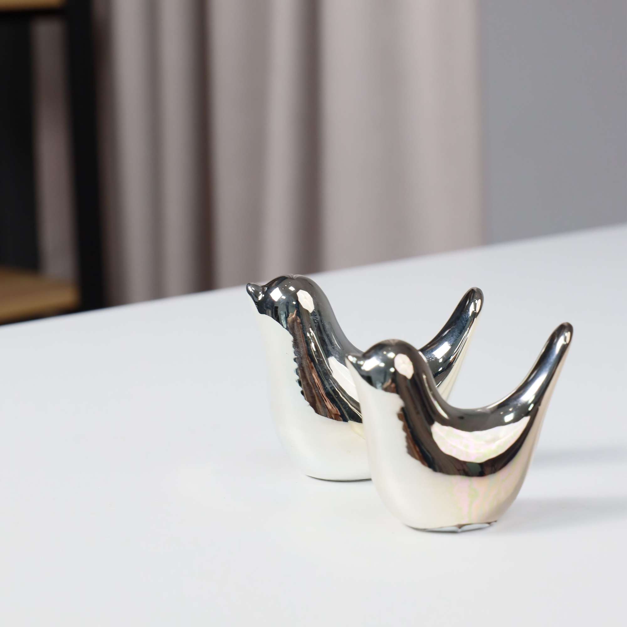 Статуэтки декоративные BIRDS, 2 шт, серебро