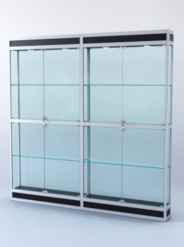 Витрина "ПРЯМОУГОЛЬНАЯ" №3-2м-200-2 (задняя стенка - стекло), Черный