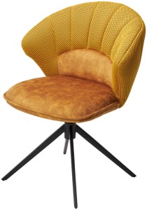 Стул АСТРА (ASTRA) 360 град. поворот Желтый Sonic 68 ткань / 7525-132 велюр / черный каркас, ®DISAUR