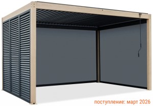 Пергола биоклиматическая 3х4 м с поворотными ламелями SKYPergs Plus темно-серый, свежий тик
