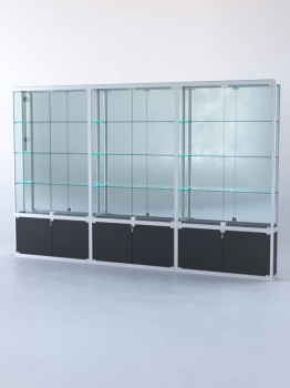 Витрина "ПРЯМОУГОЛЬНАЯ" №2-3м-200-3 (задняя стенка - зеркало), Черный