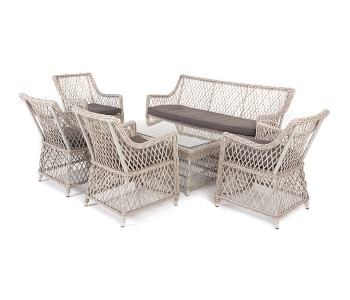 "Асти" лаунж-зона из искусственного ротанга на 6 персоны, цвет бежевыйцвет Бежевый