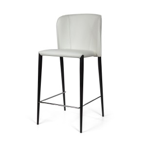 Стул полубарный Альберт, кожа белый