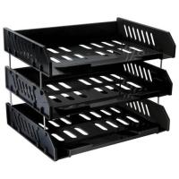 Лотки горизонтальные для бумаг, КОМПЛЕКТ 3 шт., 335х232х246 мм, черный, BRAUBERG FILE, 238107