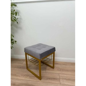 Банкетка Марсей 40-44 с полкой (серый/золото)