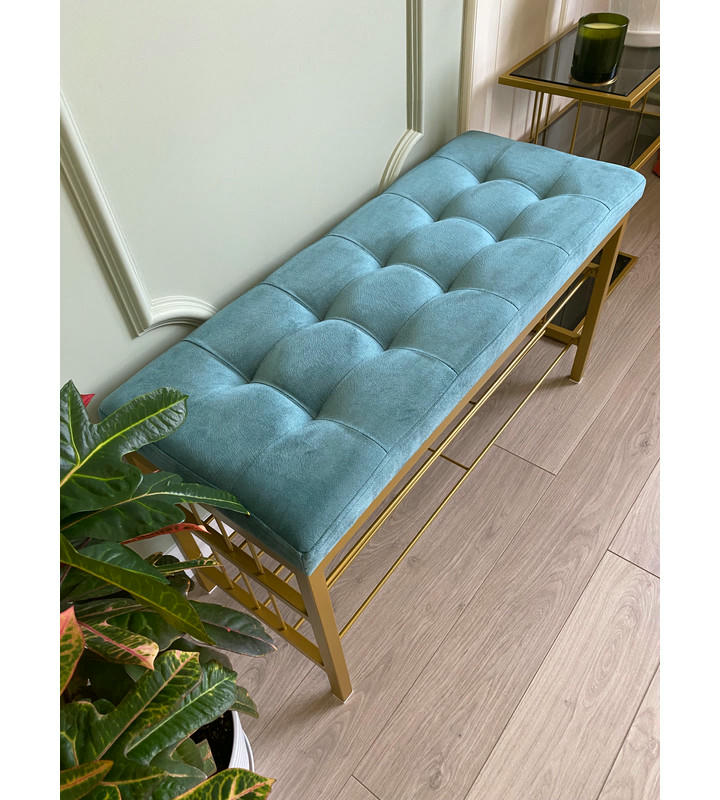 Банкетка Сканди-96-2 (бирюзовый/золото)