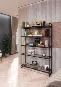 Стеллаж с полками PORTA ПС-1712Ч, 170 × 119 × 30 см, 5 полок — Стекло
