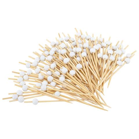 Шпажки-пики для канапе бамбуковые форма "Жемчужина белая" 12 см, 100 шт., BOOMHOUSE (БУМХАУС), 701966