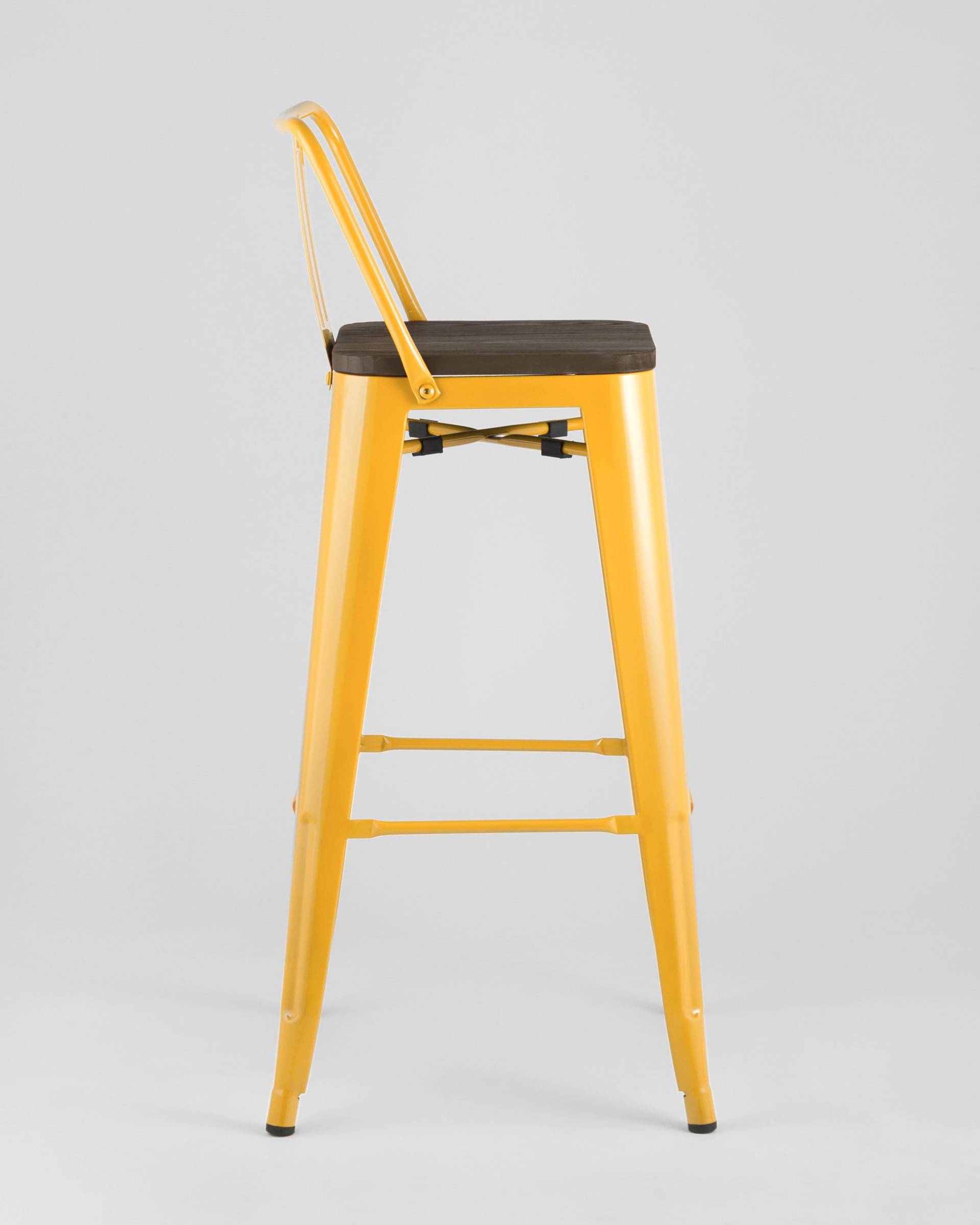 Стул барный TOLIX WOOD со спинкой желтый