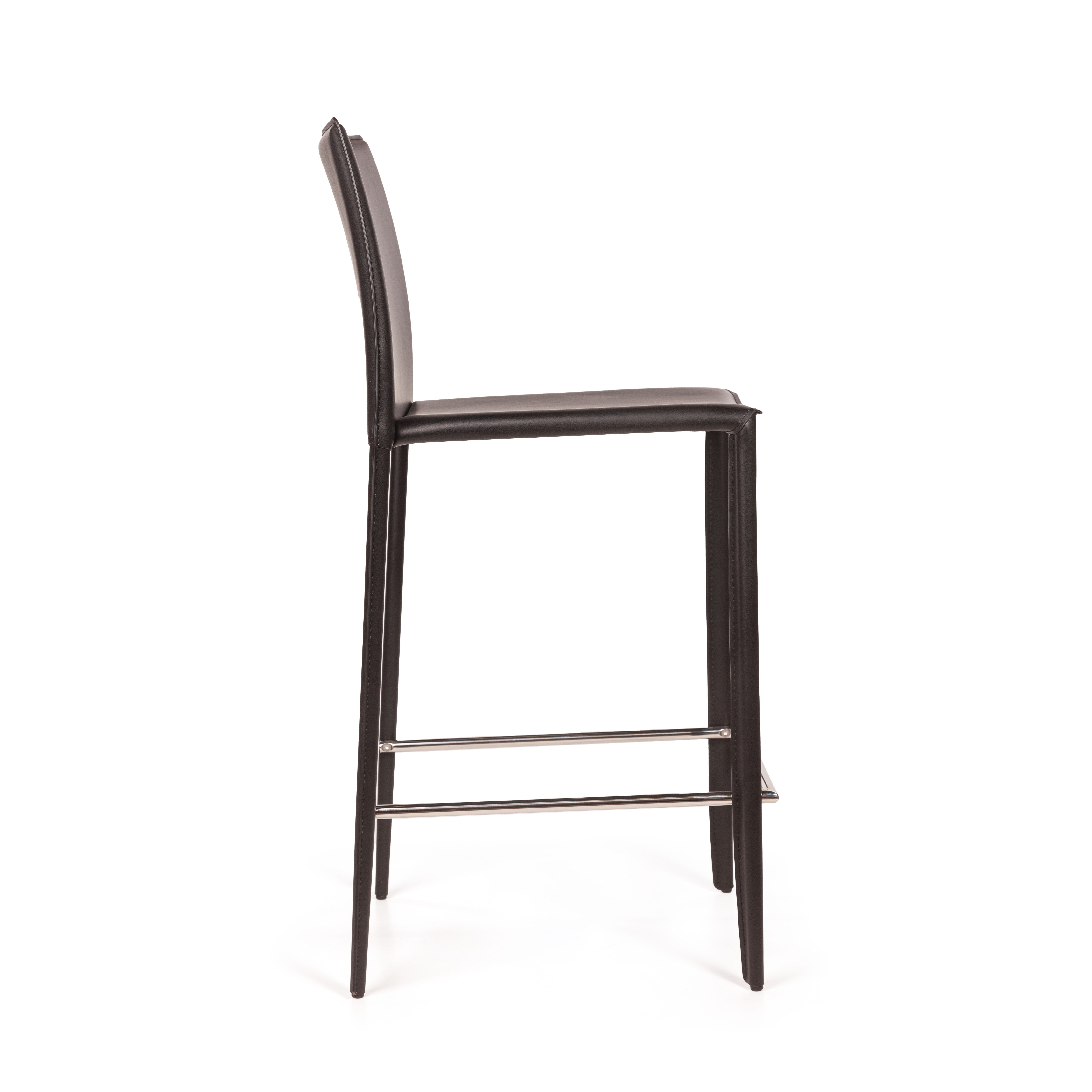 Стул полубарный Рольф, кожа черный