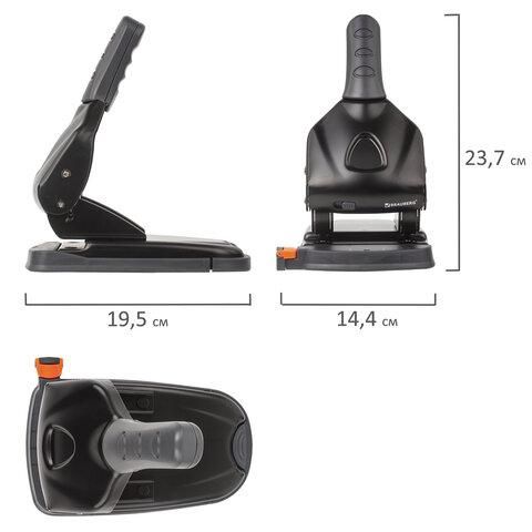 Дырокол металлический МОЩНЫЙ BRAUBERG "Heavy duty" до 65 листов, эргономичный, черный