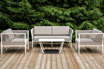 "Касабланка" лаунж-зона плетеная из роупа 4-местная, цвет бежевыйцвет Бежевый