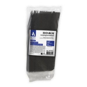 Нож одноразовый пластиковый 180 мм, черный, КОМПЛЕКТ 50 шт., ЭТАЛОН, WELDAY (ВЭЛДЭЙ), 607841