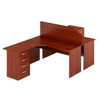 Стол угловой Силиври с тумбой и экраном, итальянский орех