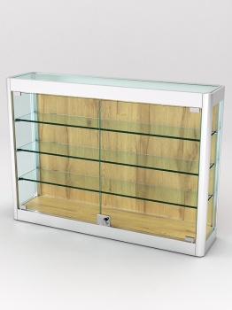 Витрина из профиля настенная "ВАЙБ ИКС" №3-3П-ДСП-170 (задняя стенка ДСП), Дуб Золотистый