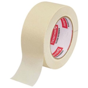 Клейкая лента малярная крепированная 48 мм х 50 м (реальная длина!), профессиональная, BRAUBERG, 226426